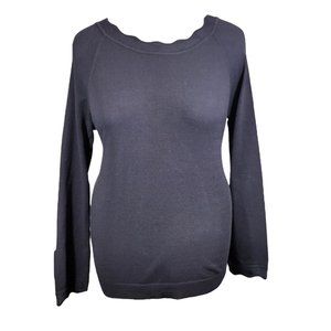 ANN TAYLOR Women's Sweater Black Large Neck Wrist Detail